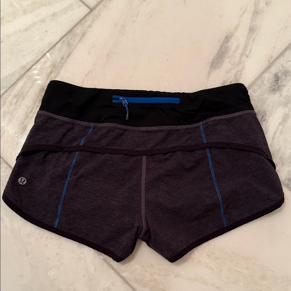 Lululemon Speed Short Size 4 Black Grey Blue